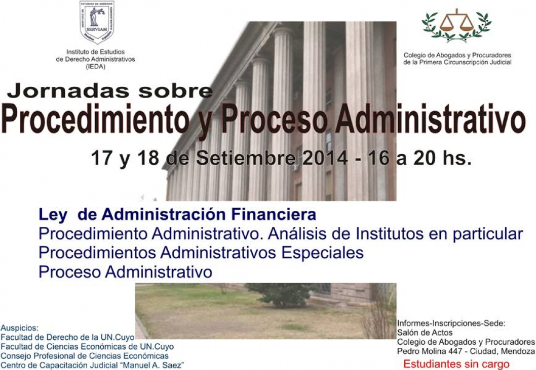 imagen Jornadas sobre "PROCEDIMIENTO y PROCESO ADMINISTRATIVOS"