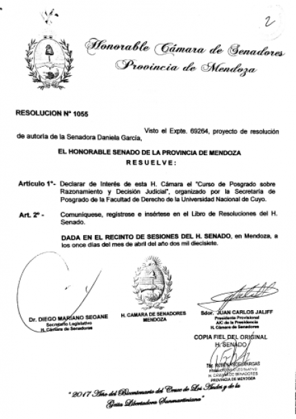 imagen Declaración de Interés del Honorable Senado de la Provincia de Mendoza
