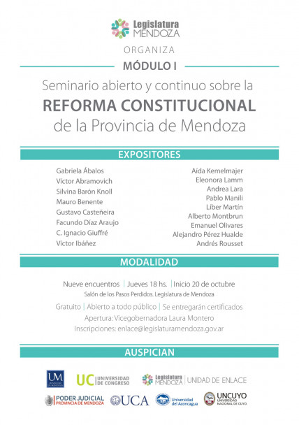 imagen Seminario abierto y continuo sobre la Reforma Constitucional de la Provincia de Mendoza